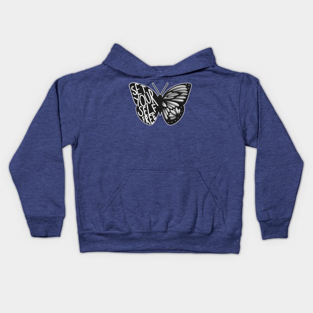 set yourself free butterfly 3 Kids Hoodie by Hunters shop